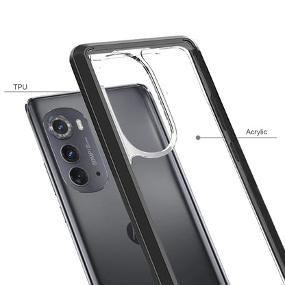 For Motorola Moto Edge 2022 Hybrid Slim Clear Transparent Shock-Absorption Bumper with TPU + Hard PC Back Frame  Phone Case Cover