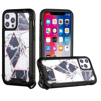 For Apple iPhone 13 Pro Max (6.7") Fashion Marbling Pattern IMD Design Hybrid ShockProof Armor Bumper Soft Rubber Hard PC Protective  Phone Case Cover