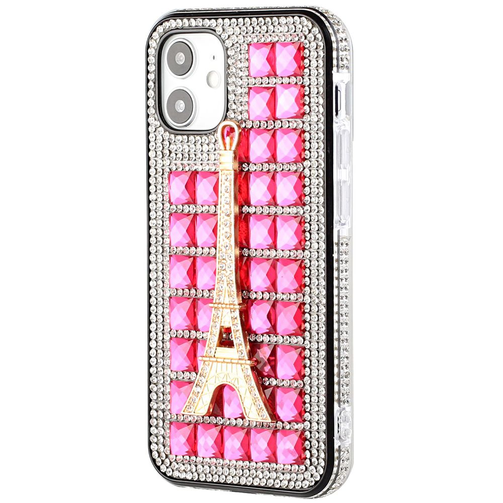 For Apple iPhone 12 Pro Max (6.7") Fashion Luxury 3D Bling Diamonds Rhinestone Jeweled Ornament Shiny Crystal Hybrid Hard  Phone Case Cover