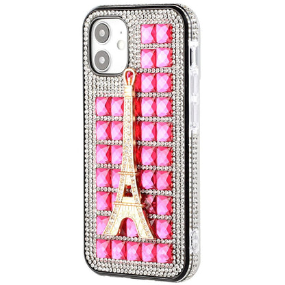 For Apple iPhone 12 /12 Pro (6.1") Fashion Luxury 3D Bling Diamonds Rhinestone Jeweled Ornament Shiny Crystal Hybrid Hard  Phone Case Cover