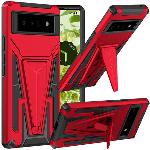 For Samsung Galaxy A23 5G Heavy Duty Protection Hybrid Built-in Kickstand  Rugged Shockproof Military Grade Dual Layer Red Phone Case Cover