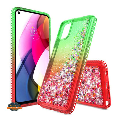 For Apple iPhone 13 Pro Max (6.7") Gradient Quicksand Glitter Flowing Liquid Floating Sparkly Bling Diamond TPU Rubber Hybrid  Phone Case Cover