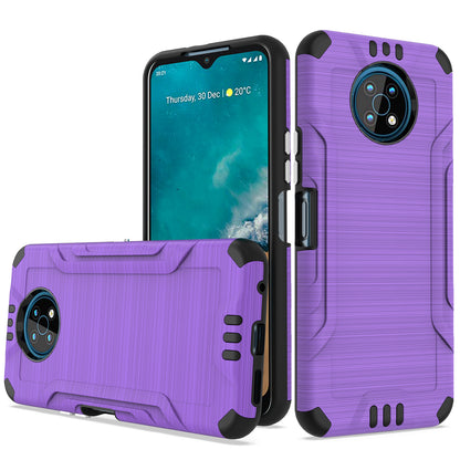 For Nokia G50 5G Hybrid Dual Layer Slim Defender Armor Tuff Metallic Brush Texture Finishing Shockproof Hard PC + Soft TPU Rubber  Phone Case Cover