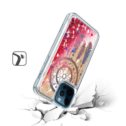 For Apple iPhone 13 Pro (6.1") Quicksand Design Liquid Glitter Bling Hybrid Floating Flowing Sparkle Colorful TPU Protective  Phone Case Cover