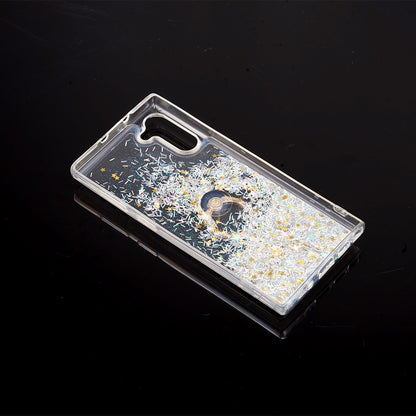 For Samsung Galaxy A53 5G Hybrid Glitter Bling Sparkling Liquid Quicksand Glittering Sparkle TPU with Ring Stand Holder Silver Phone Case Cover