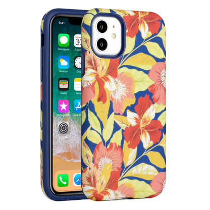 For Apple iPhone 11 (6.1") Bliss Floral Stylish Design Hybrid Rubber TPU Hard PC Shockproof Armor Rugged Slim Fit  Phone Case Cover