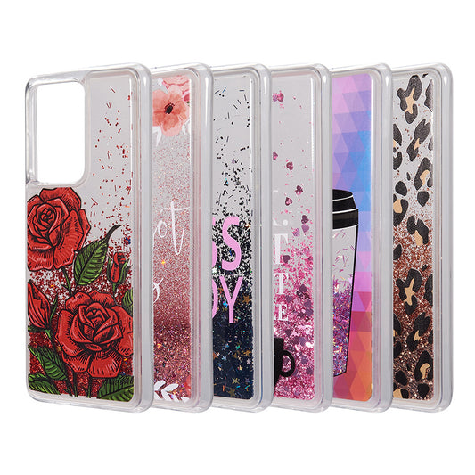 For Samsung Galaxy A22 5G Hybrid Bling Luxury Fashion Design Flowing Liquid Glitter Floating Quicksand Sparkle Glitter Soft TPU + PC  Phone Case Cover