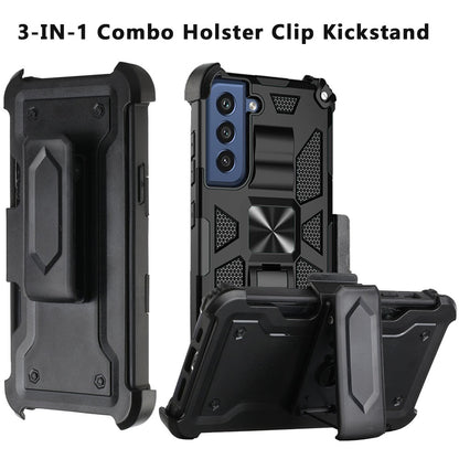 For Samsung Galaxy S21 FE /Fan Edition Hybrid 3in1 Combo Holster Belt Clip with Kickstand, Full-Body Protective Military-Grade  Phone Case Cover