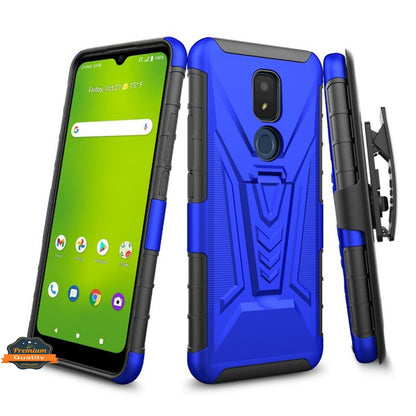 For Cricket Icon 3, Splendor Hybrid Armor Kickstand with Swivel Belt Clip Holster Heavy Duty 3 in 1 Defender Shockproof Rugged  Phone Case Cover