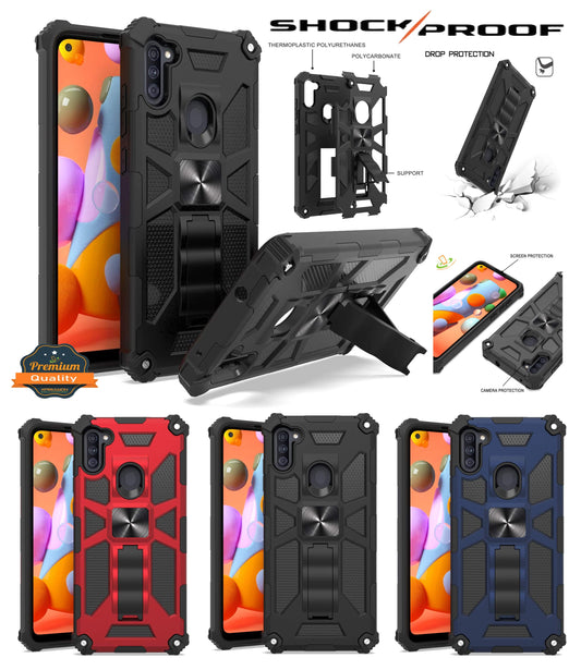 For Boost Mobile Celero 5G Invisible Kickstand Stand Dual Layer Hybrid Defender Military Grade Shockproof Heavy Duty Hard PC + TPU  Phone Case Cover