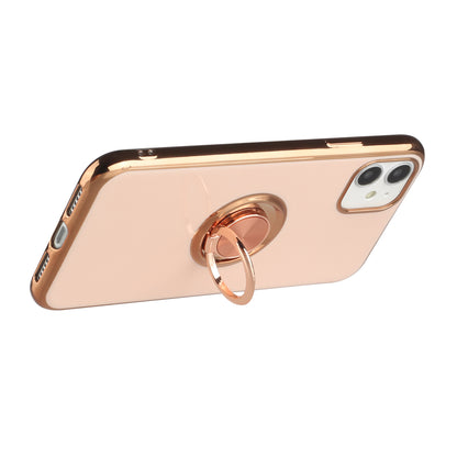 For Apple iPhone SE 2022 3rd/SE 2020/8/7 Slim Hybrid Metal Finger Ring Stand Hard Electroplated Edges TPU Frame Bumper  Phone Case Cover