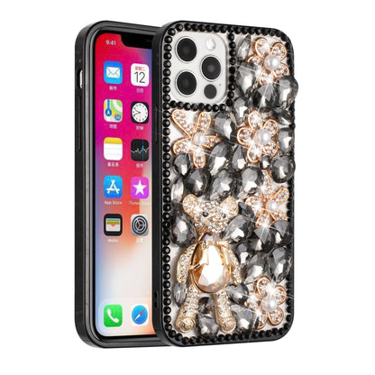 For Motorola Edge+ 2022 /Edge Plus Bling Clear Crystal 3D Full Diamonds Luxury Sparkle Rhinestone Hybrid Protective Black Panda Floral Phone Case Cover