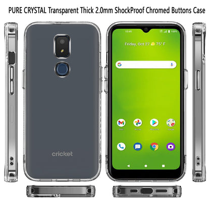 For Cricket Dream 5G Hybrid HD Crystal Clear Hard PC Back Gummy TPU Frame Bumper Slim 2.0mm with Chromed Buttons Transparent Phone Case Cover