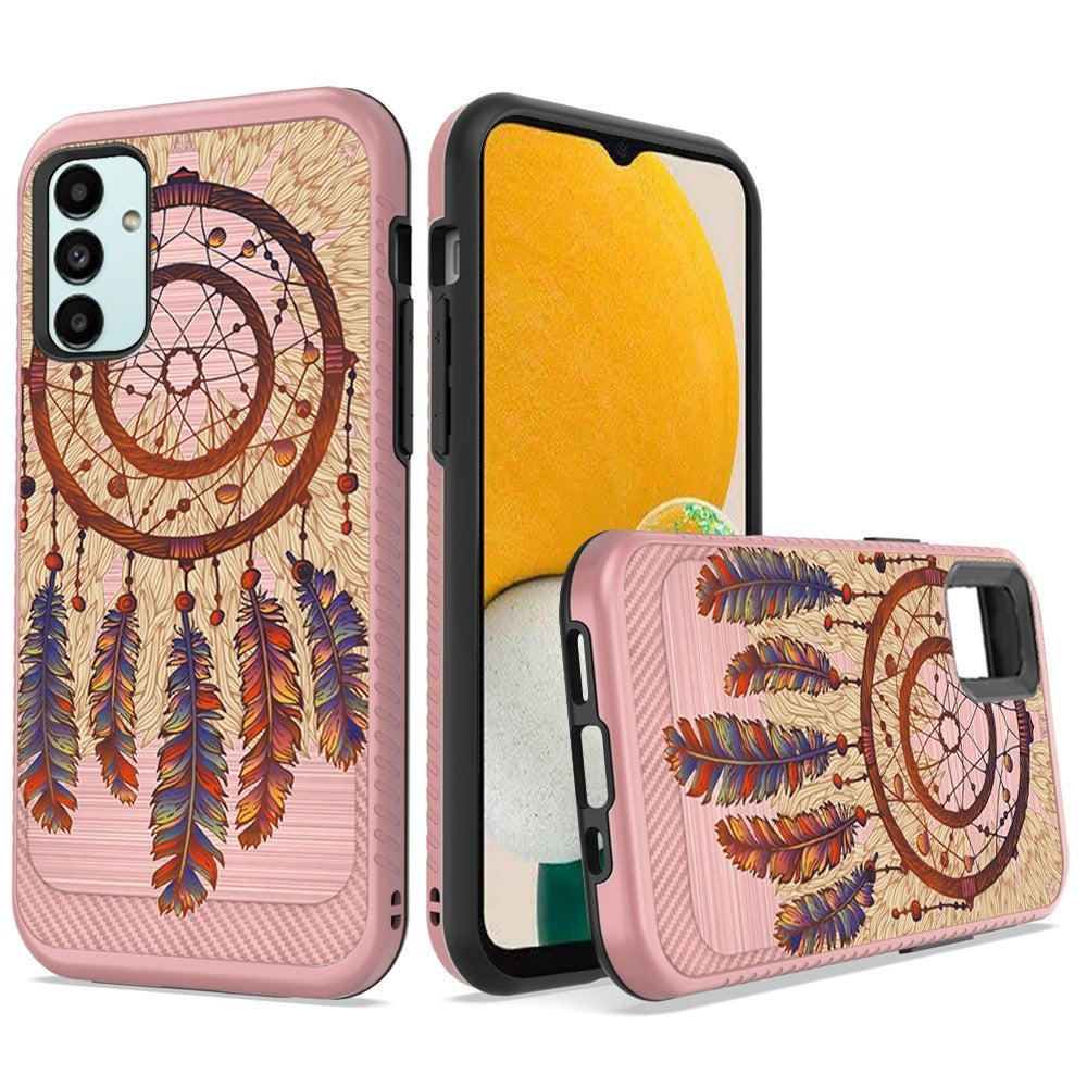 For Samsung Galaxy A13 5G Cute Design Printed Pattern Fashion Brushed Texture Shockproof Dual Layer Hybrid Protective Hard Rubber  Phone Case Cover