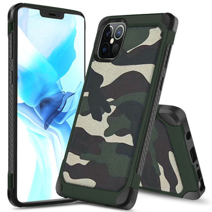 For Apple iPhone 13 Pro Max (6.7") Shockproof Slim Hybrid Silicone Camouflage Camo Design Dual Layer Rubberized TPU Hard Shell Armor  Phone Case Cover