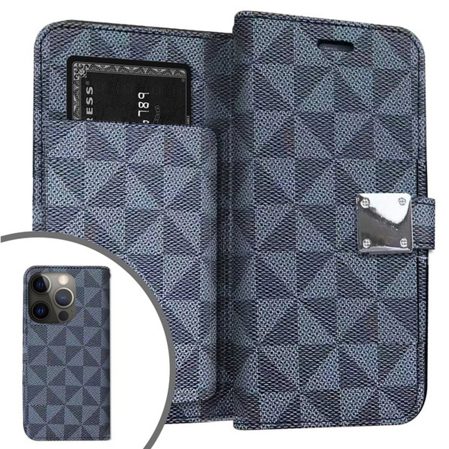 For Samsung Galaxy S23 /Plus /Ultra Premium Fabric Wallet 6 Credit Card Slots ID Cash Storage Carrying Pouch Folio Flip Stand  Phone Case Cover