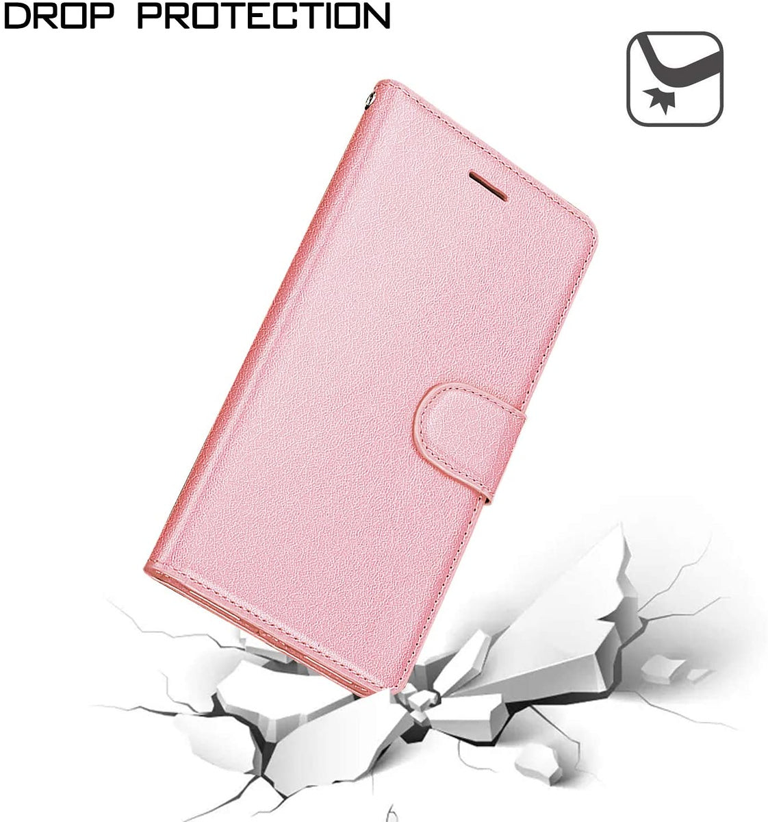 For OnePlus Nord N20 5G Wallet PU Leather Pouch with Credit Card Slots ID Money Pocket, Stand & Strap Flip Protective Rose Gold Phone Case Cover