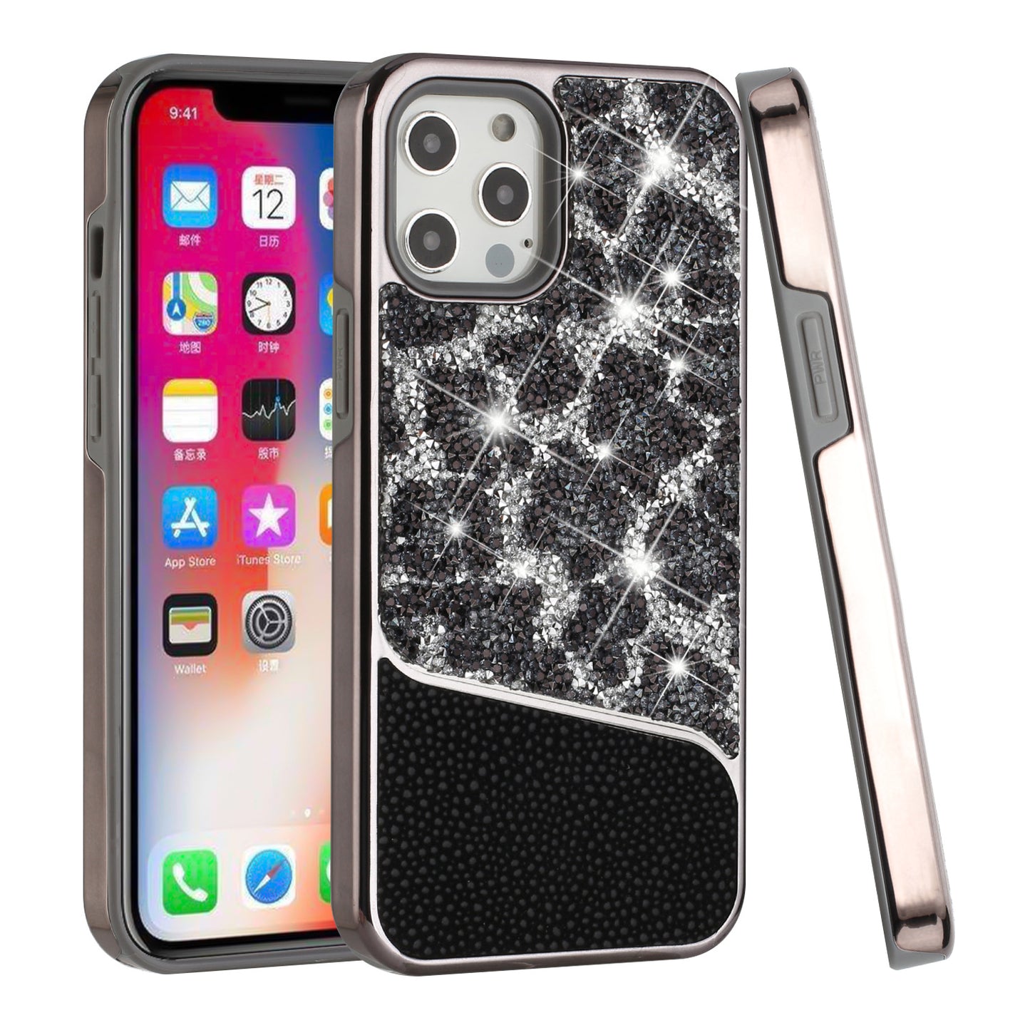 For Apple iPhone 11 Pro MAX Bling Animal Design Glitter Hybrid Thick TPU Shiny Protective Rubber Frame  Phone Case Cover