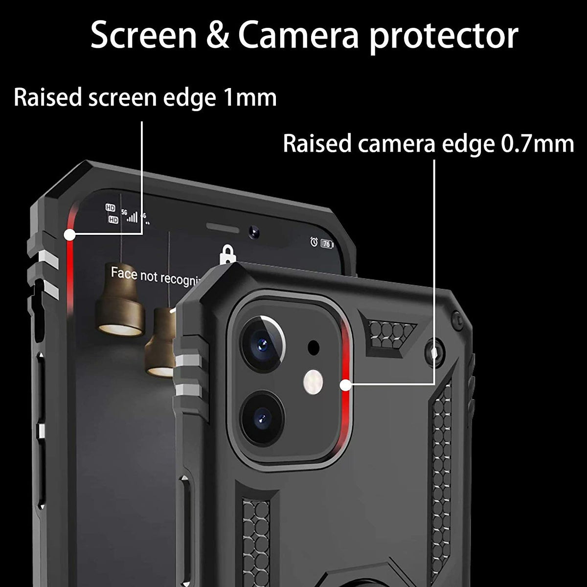 For Apple iPhone 11 (6.1") Shockproof Hybrid Dual Layer PC + TPU with Ring Stand Metal Kickstand Heavy Duty Armor Shell  Phone Case Cover