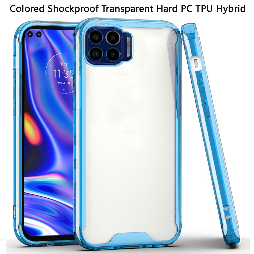 For Motorola Moto One 5G, Moto G 5G Plus Colored Shockproof Transparent Hard PC + Rubber TPU Hybrid Bumper Slim Shell  Phone Case Cover