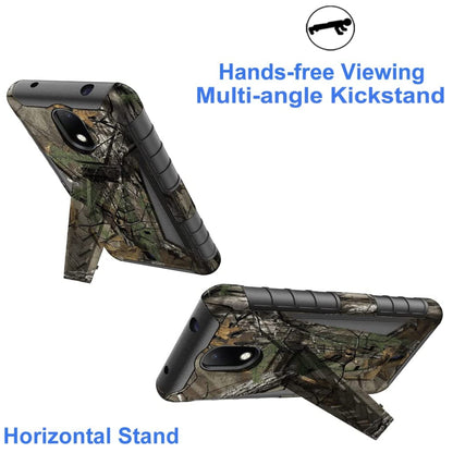 For T-Mobile Revvl 6 5G Swivel Belt Clip Holster with Built-in Kickstand, Heavy Duty Hybrid 3in1 Shockproof Defender Camo Camouflage Phone Case Cover