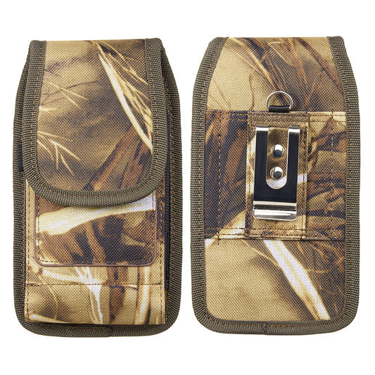 Universal Vertical Nylon Cell Phone Holster Case with Dual Credit Card Slots, Belt Clip Pouch and Belt Loop for Apple iPhone Samsung Galaxy LG Moto All Mobile phones Size 6.3" Universal Nylon [Camo Print]