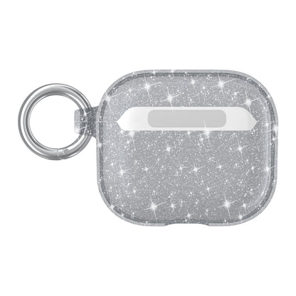 For Apple AirPods 3rd Generation (2021) Transparent Glitter Shimmer Bling Hybrid Silicone Rubber TPU Shockproof Skin with Keychain  Phone Case Cover