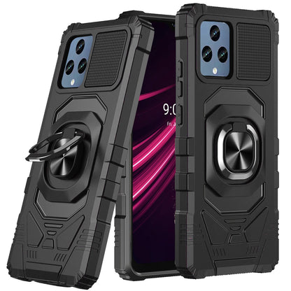 For T-Mobile Revvl 6 Pro 5G /Revvl 6 5G Hybrid 2in1 Dual Layer with Rotate Magnetic Ring Stand Holder Kickstand, Rugged Shockproof  Phone Case Cover