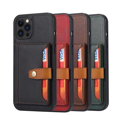 For Apple iPhone 13 /Pro Max Mini Leather Wallet Case Multi card Slim Hard Hybrid Pouch with 5 Credit Card & ID Slots Stand Flip Protective  Phone Case Cover