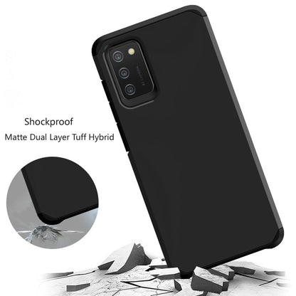 For Samsung Galaxy A12 5G Ultra Slim Heavy Duty [Dual Layer] Hybrid Shock Proof Protective Rugged Bumper Shell Hard PC + Rubber TPU Black Phone Case Cover