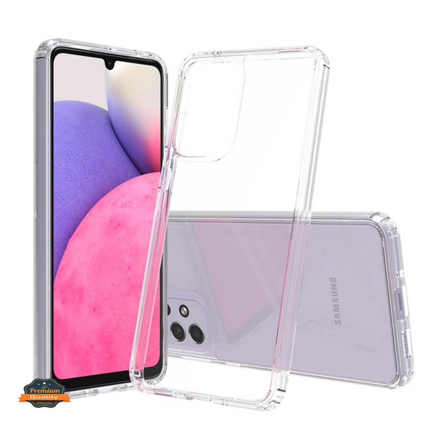 For Samsung Galaxy A33 5G Crystal HD Clear Back Panel PC + TPU Bumper Frame Hybrid Slim Hard Shockproof Defender  Phone Case Cover