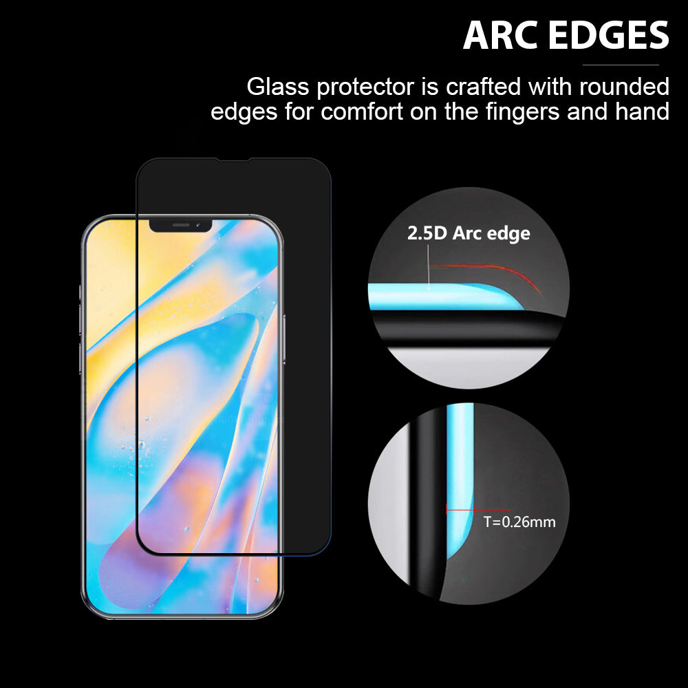 For Apple iPhone 14 Plus (6.7") Full-Coverage Tempered Glass Screen Protector [2.5D Round Edge] Glass Film 0.3mm Full Cover Clear Black Screen Protector