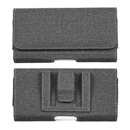 For Samsung Galaxy A23 5G Universal Horizontal Cell Phone Fabric Pouch Holster Carry Case with Credit Card Slots & Belt Clip Loop (XL) [Black]