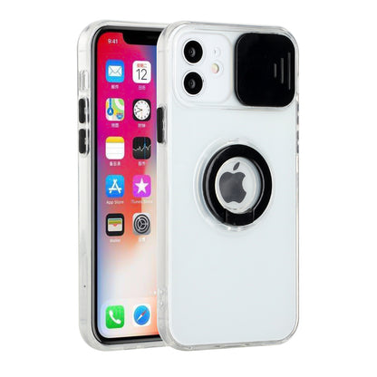 For Apple iPhone 13 Pro Max (6.7") Transparent Cases with Ring Stand & Camera Window, Slide Lens Protection Hybrid Shockproof  Phone Case Cover