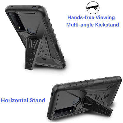 For Cricket Vision 3 Belt Clip Holster Dual Layer Shockproof with Clip On & Kickstand Heavy Duty Full Body 3in1 Hybrid Black Phone Case Cover