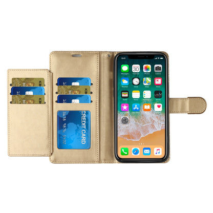 For Apple iPhone 11 (6.1") Wallet Bow Glitter Bling Ornament Shimmer with Credit Card Slot Pocket & Lanyard Strap  Phone Case Cover