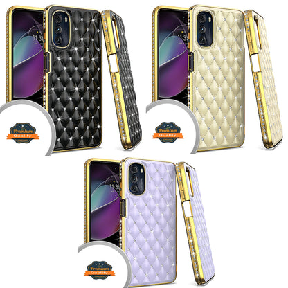 For Motorola Moto G Stylus 5G 2022 Diamonds Fashion Bling Rhinestone Glitter Luxury Plating Hybrid TPU Hard PC TPU Back  Phone Case Cover