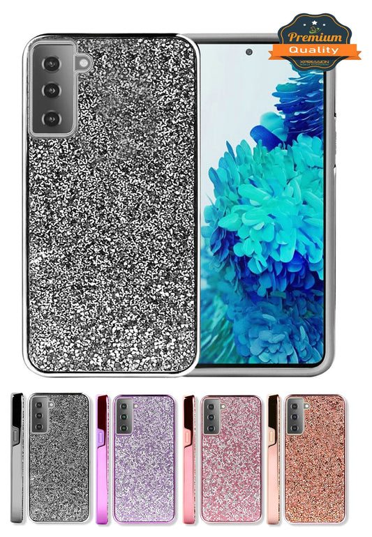 For Apple iPhone 13 Pro Max (6.7") Bling Rhinestone Diamond Shiny Glitter Hybrid Bumper Dual Layer Defender Rugged Shell Hard PC Soft TPU Rubber Protective  Phone Case Cover