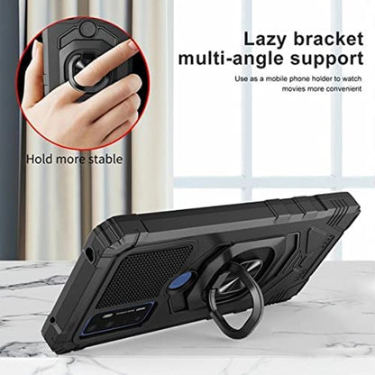 For T-Mobile Revvl 6 Pro 5G /Revvl 6 5G Hybrid Magnetic Car Mount 360° Rotating Ring Kickstand Stand Holder Armor  Phone Case Cover