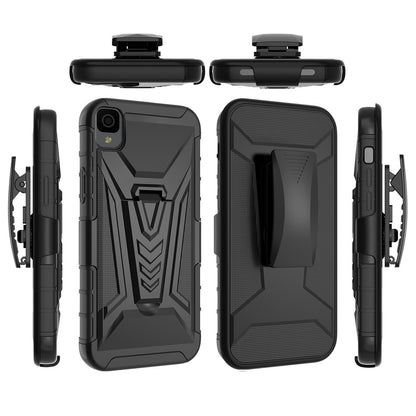 For TCL 30 LE T602DL /TCL 30z Combo Rugged Swivel Belt Clip Holster Heavy Duty Hybrid Armor Rubber with Kickstand Stand  Phone Case Cover