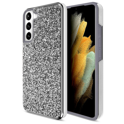 For Samsung Galaxy S22 /Plus Ultra Bling Sparkly Glitter Luxury Diamonds Shiny Sparker Shell Hybrid Rugged TPU & Hard PC Electroplated Frame  Phone Case Cover