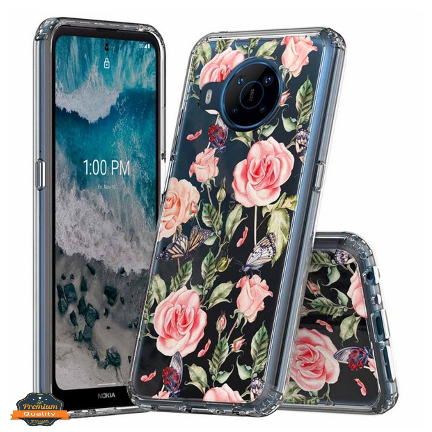 For Motorola Moto G 5G 2022 Floral Patterns Design Transparent TPU Silicone Shock Absorption Bumper Hard Back  Phone Case Cover