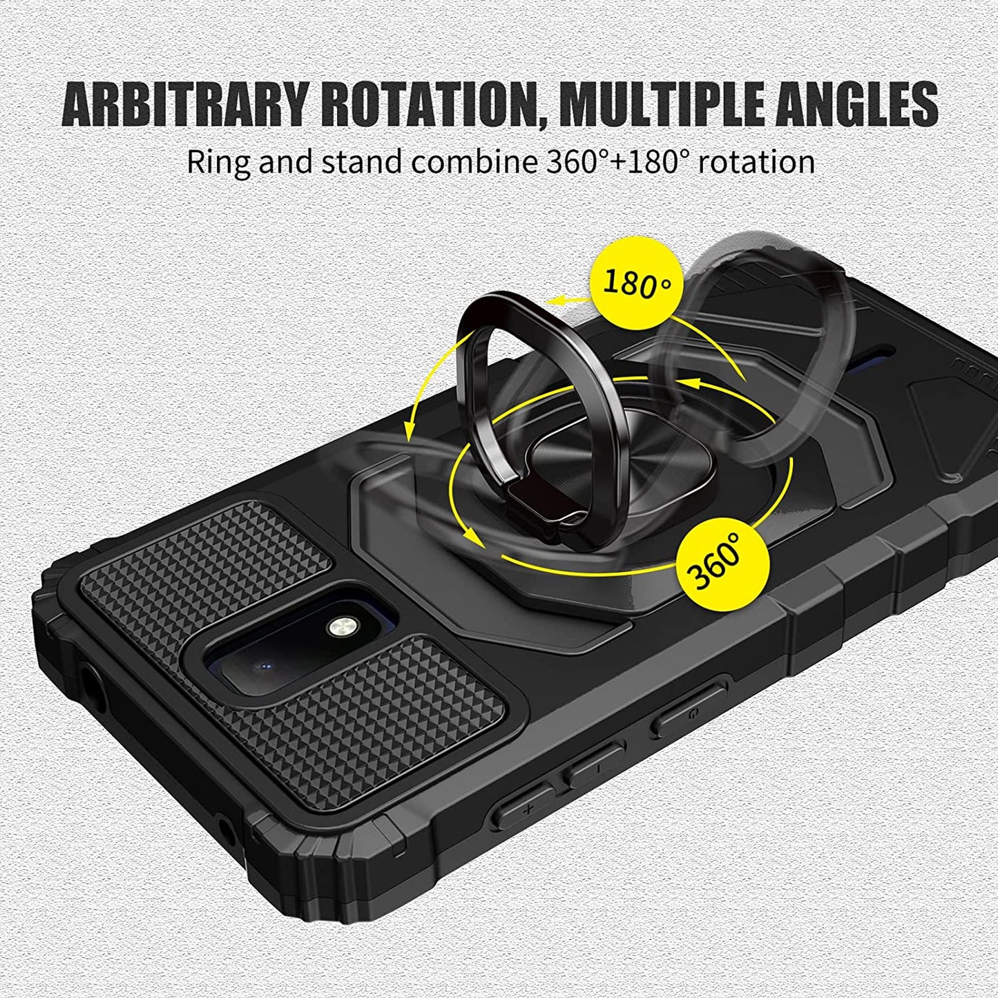 For T-Mobile Revvl 6 Pro 5G /Revvl 6 5G Full-Body 2in1 Magnetic Car Mount Metal Ring Holder Kickstand Heavy Duty Hybrid  Phone Case Cover