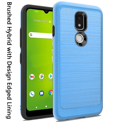 For Cricket Icon 3 (2021) Slim Protective Hybrid TPU 2-Piece Bumper Shockproof with Brushed Metal Texture Carbon Fiber Hard PC Back  Phone Case Cover