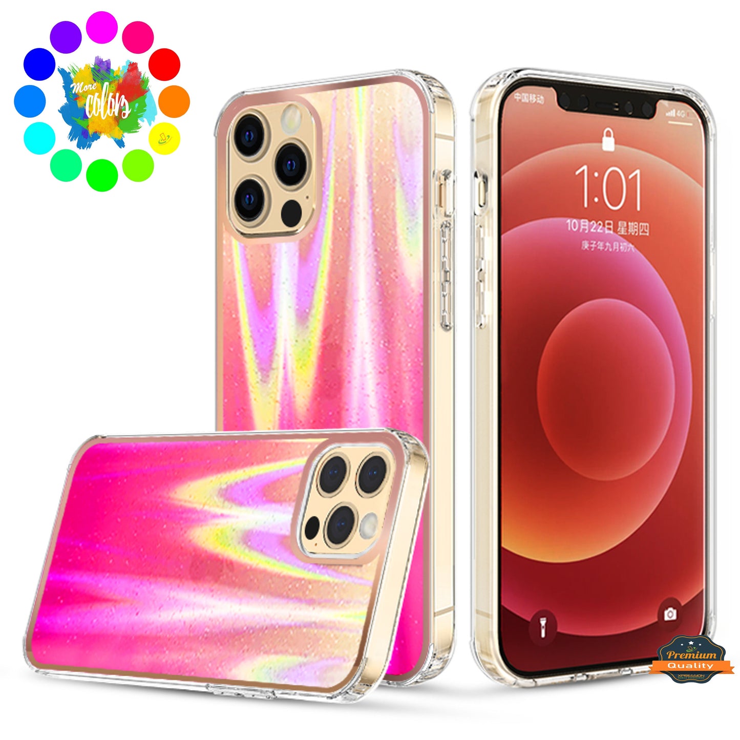 For Apple iPhone 11 (6.1") Two Tone Holographic Transparent Glitter Chrome Shockproof Hard PC Slim TPU  Phone Case Cover