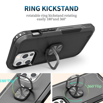 For Motorola Moto G 5G 2022 Heavy Duty 3in1 Magnetic Ring Kickstand Hybrid Shockproof Military-Grade Drop Protection Black Phone Case Cover