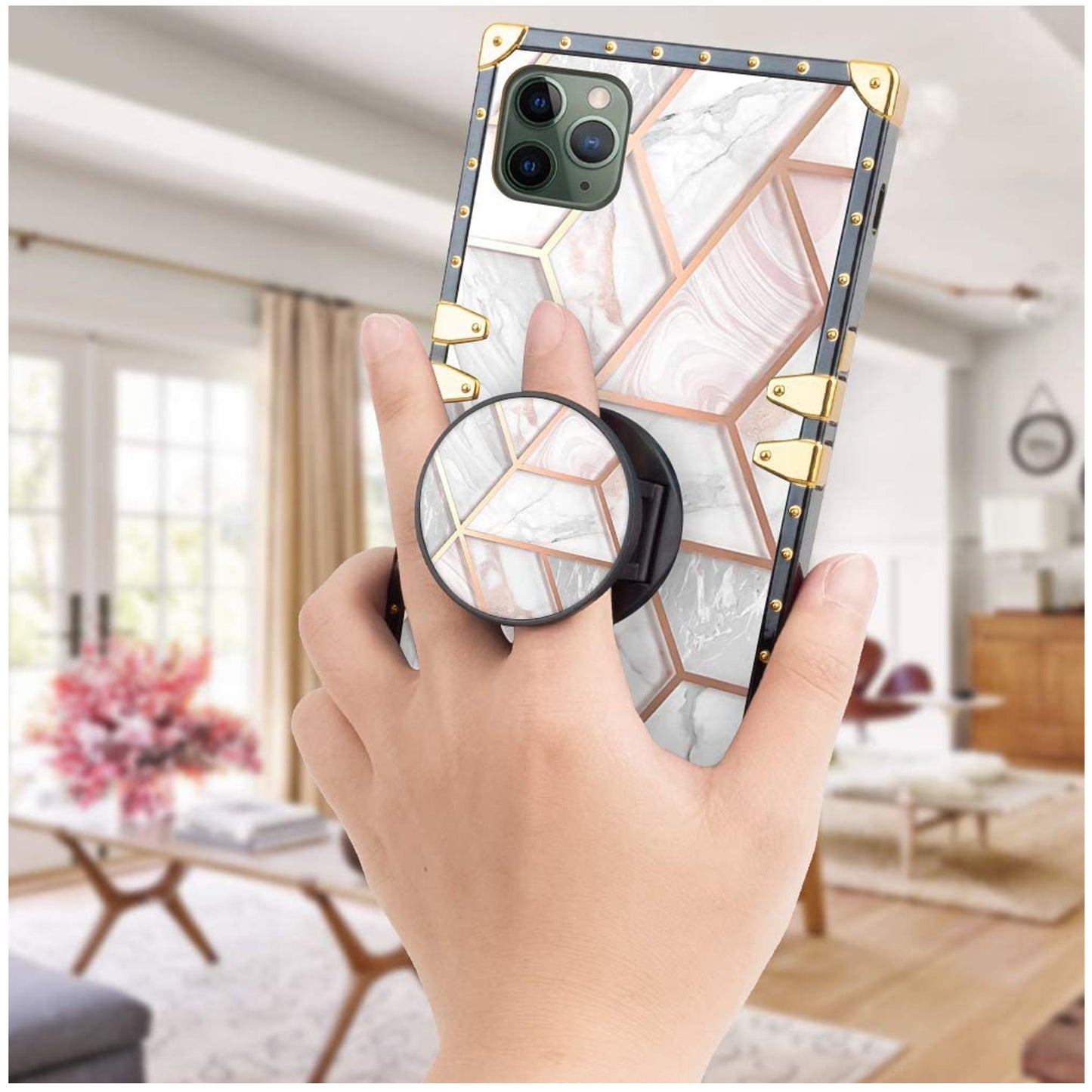 For Samsung Galaxy Z Flip 4 5G Elegant Pattern Design Glitter Hybrid with Ring Stand Pop Up Finger Holder Kickstand  Phone Case Cover