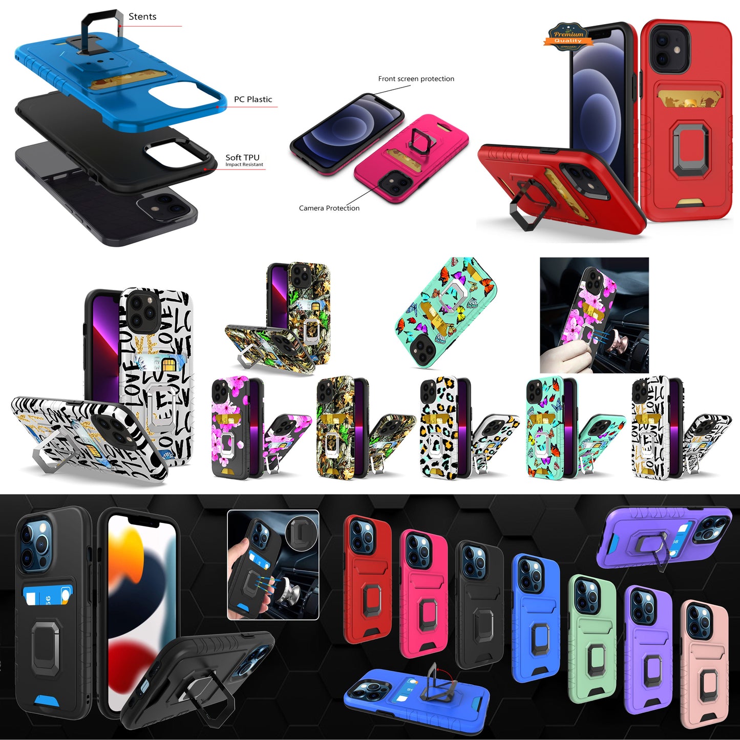 For Apple iPhone SE 2022 /SE 2020/8/7 Wallet Case Designed with Credit Card Holder & Magnetic Kickstand Ring Hybrid Armor  Phone Case Cover