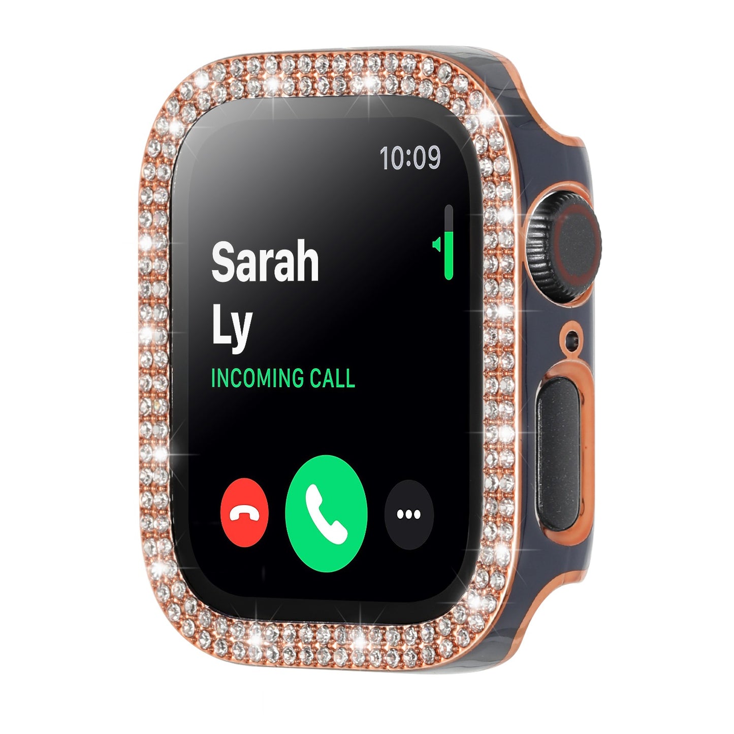 For Apple Watch Series 7/6/SE/5/4/3/2/1 Bling Diamond Rhinestone Full Coverage with Tempered Glass Screen Frame Cover