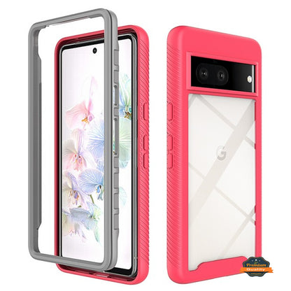 For Google Pixel 7 Full Body Armor Slim Hybrid Double Layer Hard PC + TPU Transparent Back Rugged Frame Shockproof  Phone Case Cover